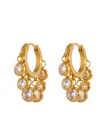 18K Gold Plated Graduated CZ Cluster Huggie Earrings