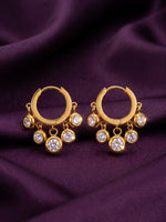 18K Gold Plated Graduated CZ Cluster Huggie Earrings