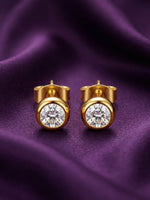18K Gold Plated Bezel Set CZ Stud Earrings