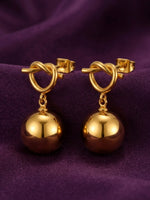 18K Gold Plated Knot Stud Ball Drop Earrings