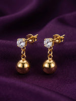 18K Gold Plated CZ Stud Ball Drop Earrings