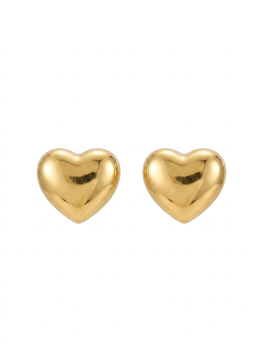 18K Gold Plated Plain Heart Stud Earrings