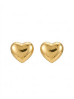 18K Gold Plated Plain Heart Stud Earrings