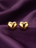 18K Gold Plated Plain Heart Stud Earrings