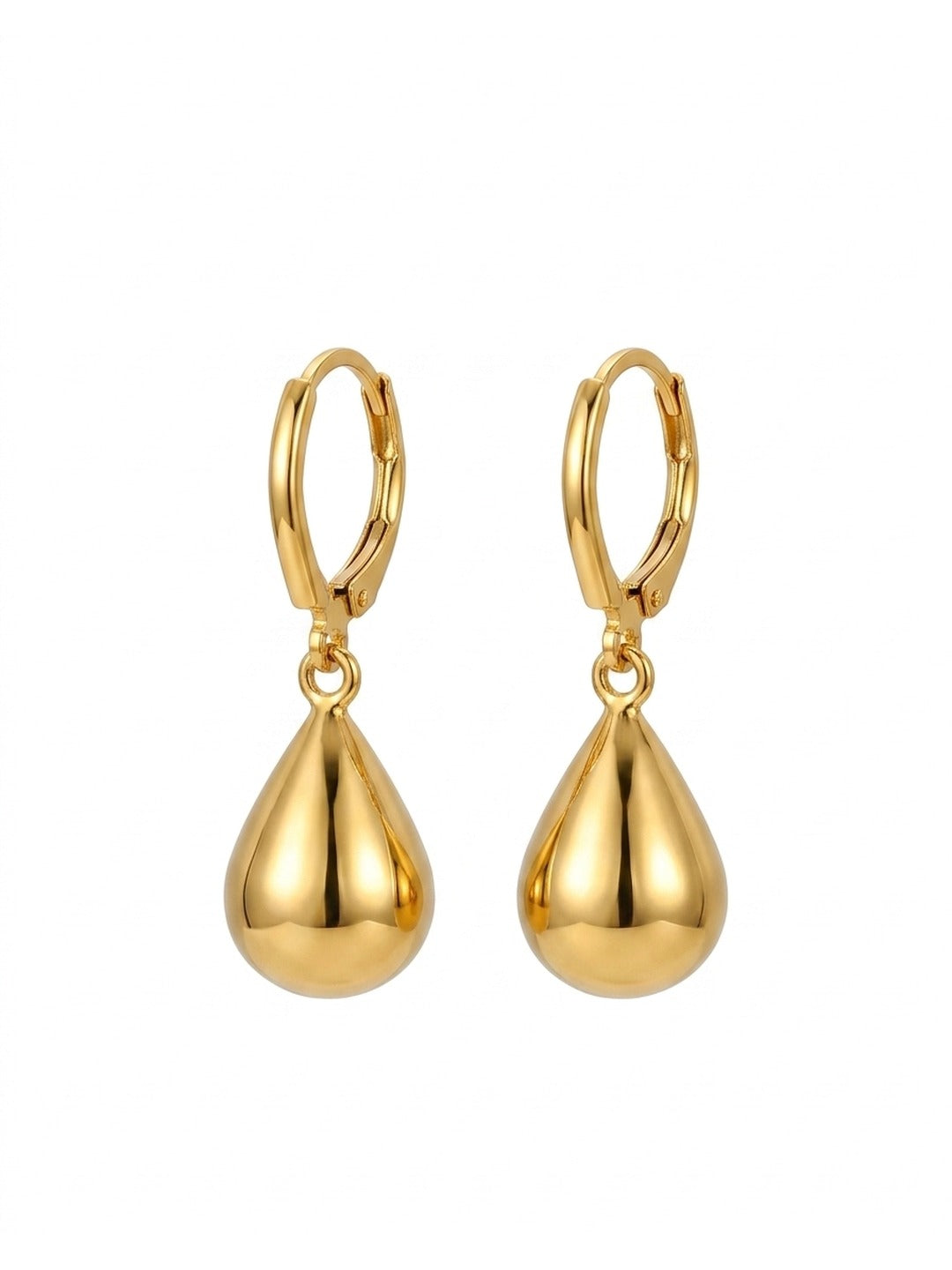 18K Gold Plated Bold Teardrop Leverback Drop Earrings