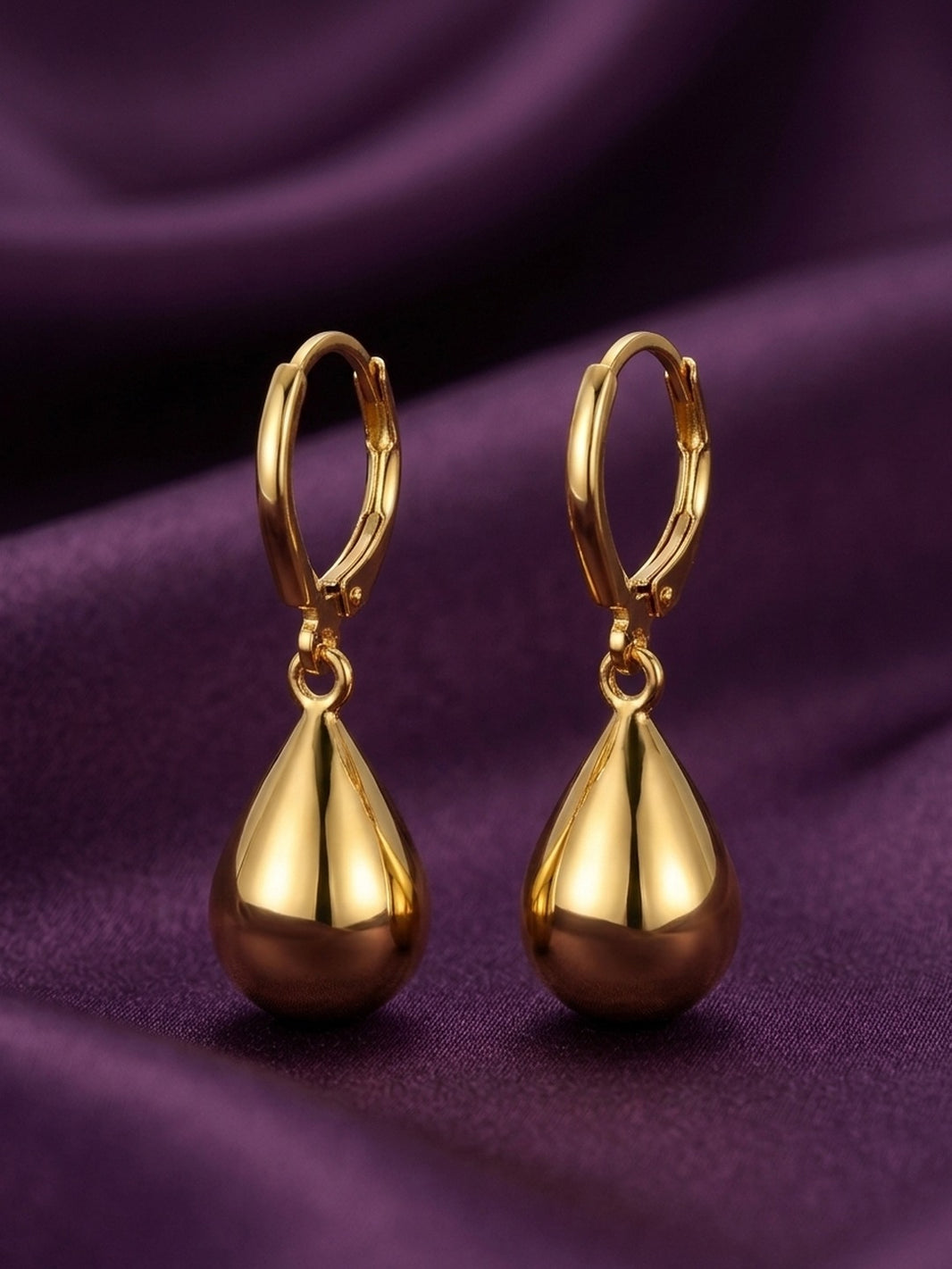 18K Gold Plated Bold Teardrop Leverback Drop Earrings