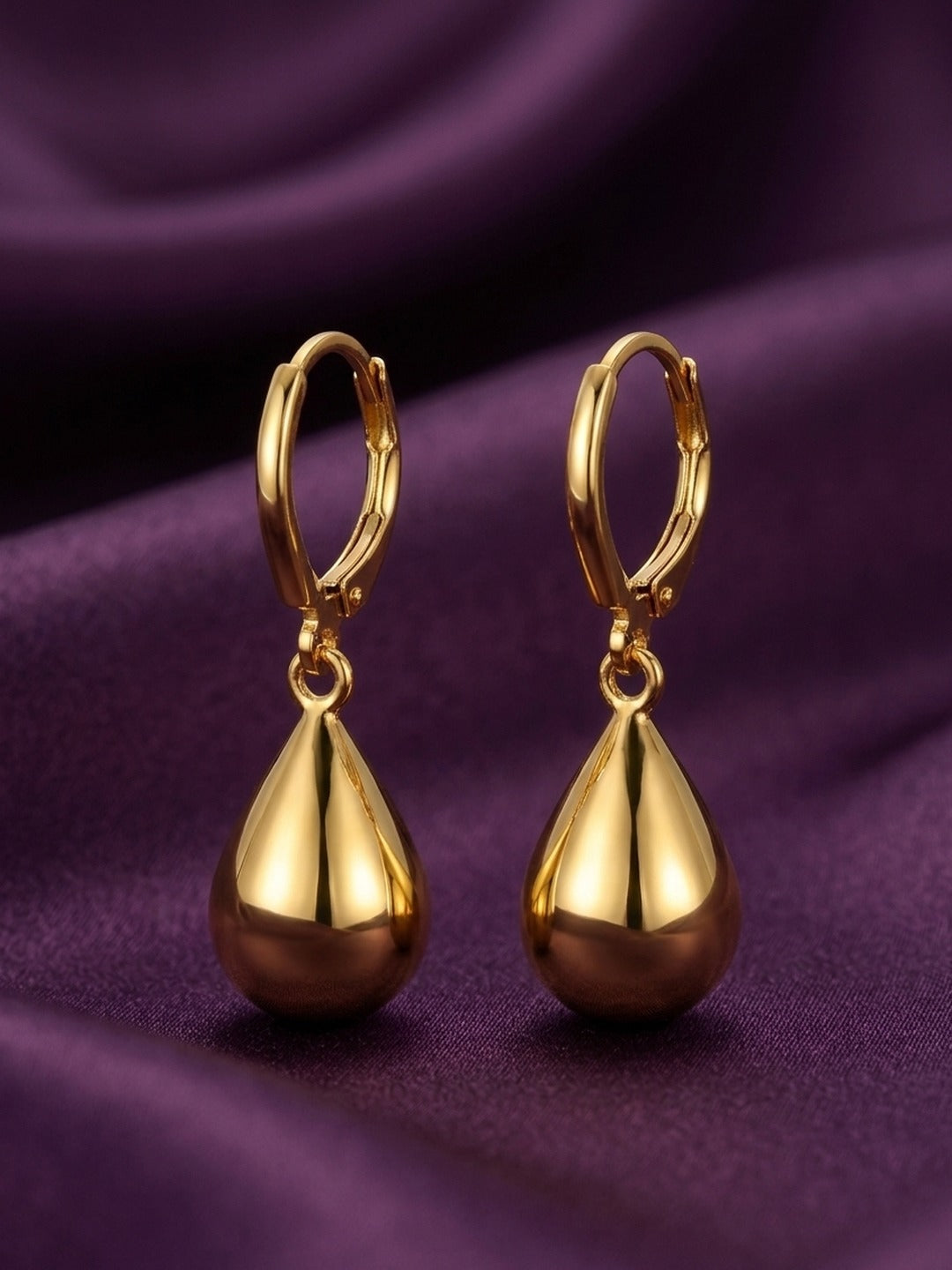 18K Gold Plated Bold Teardrop Leverback Drop Earrings
