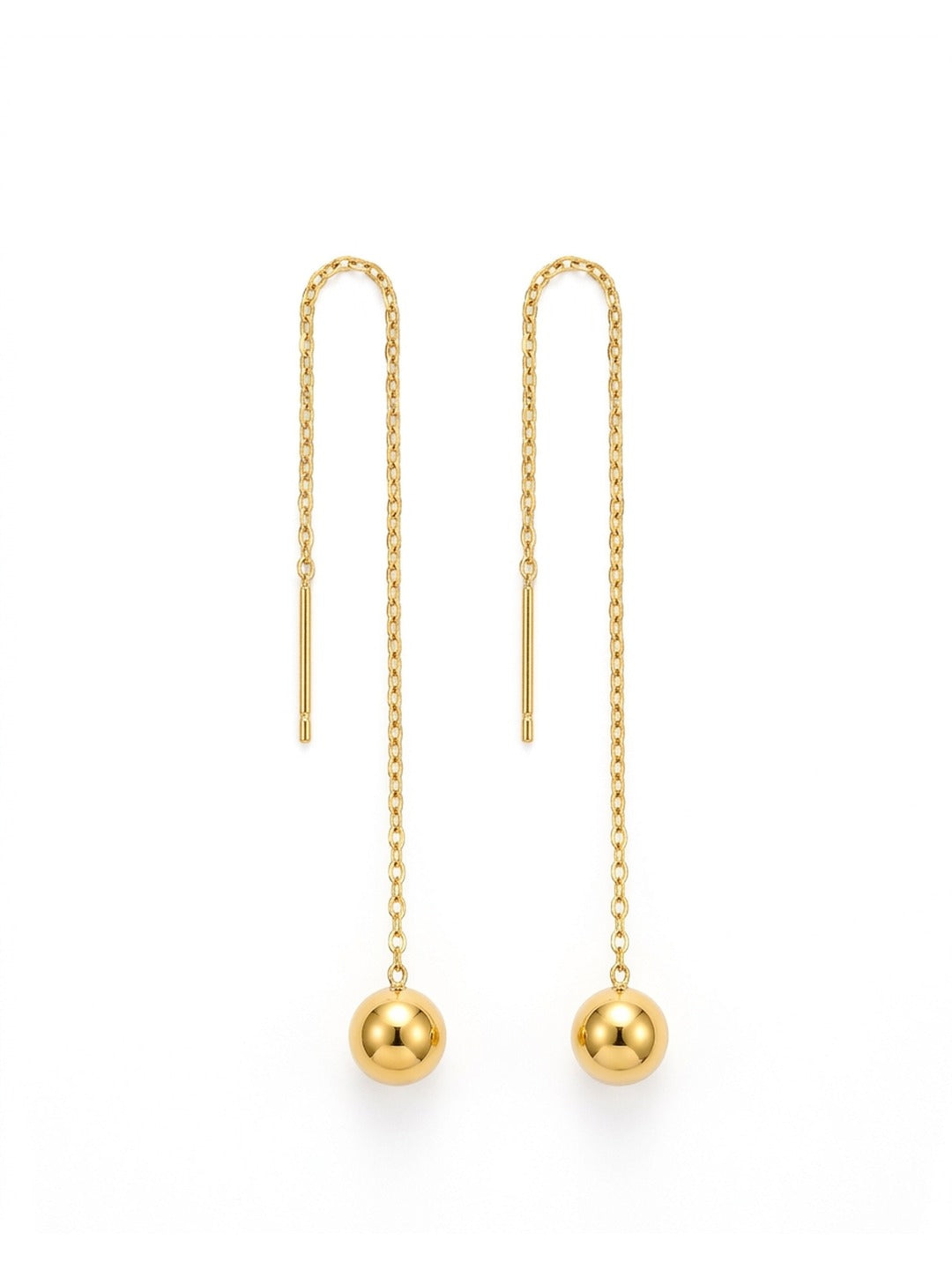 18K Gold Plated Threader Ball Drop Earrings