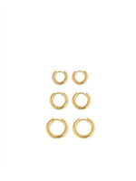 18K Gold Plated Layered Hoop Earrings Set