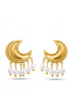 18K Gold Plated Crescent Pearl Fringe Earrings