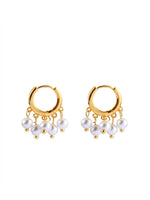 18K Gold Plated Hoop Pearl Fringe Earrings