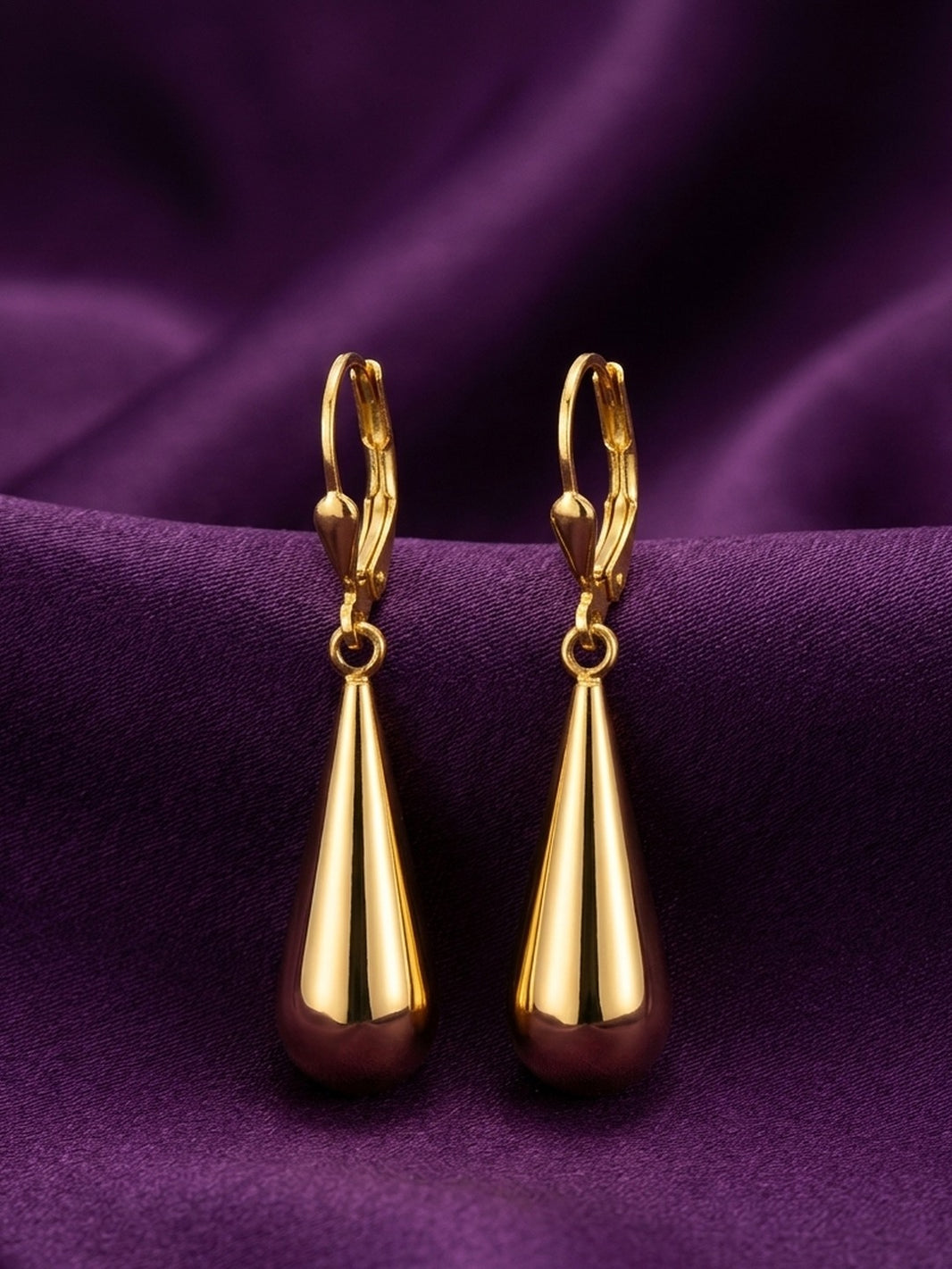 18K Gold Plated Teardrop Drop Leverback Earrings