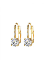 18K Gold Plated CZ Stud Leverback Earrings