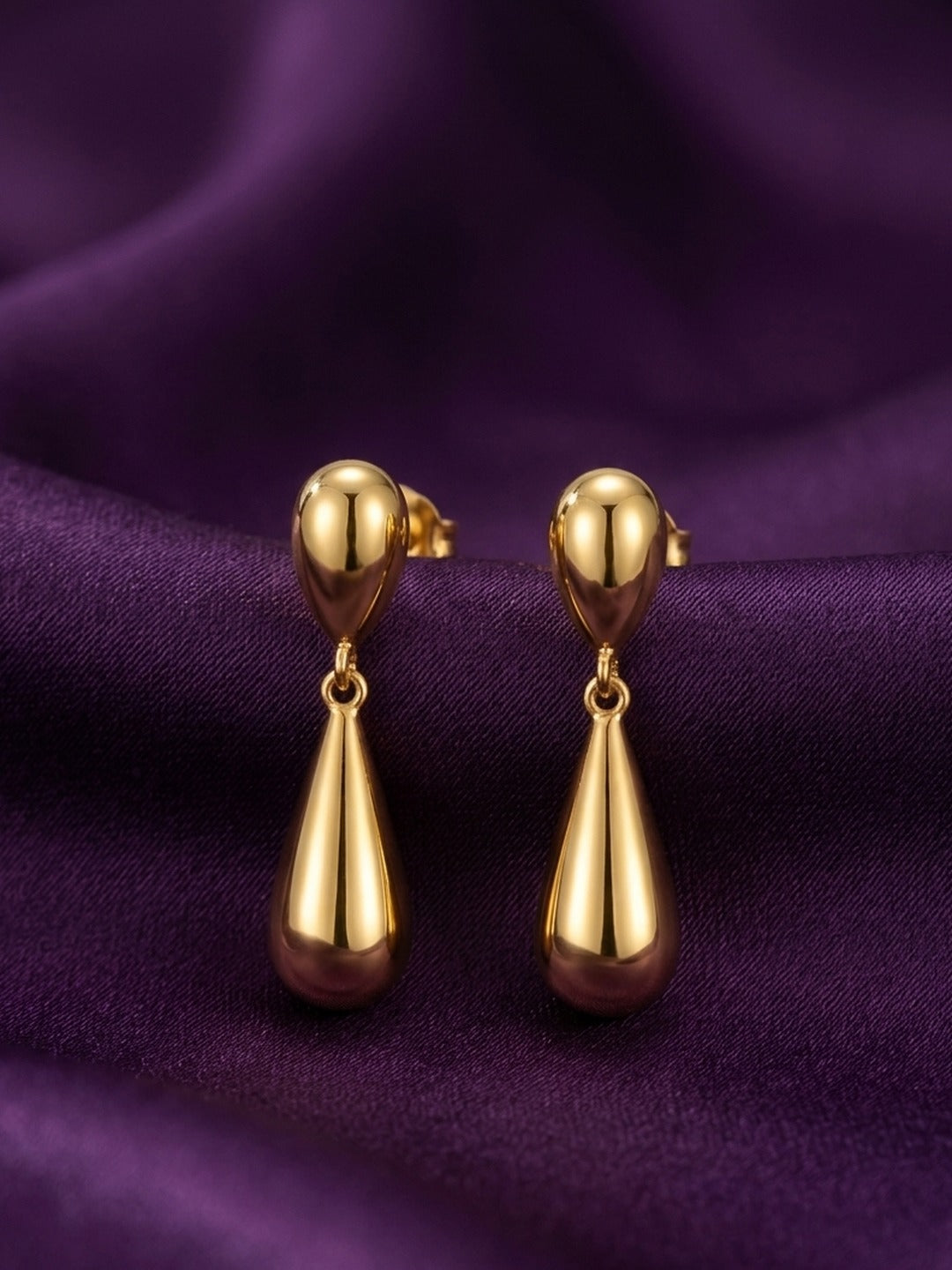 18K Gold Plated Teardrop Stud Earrings