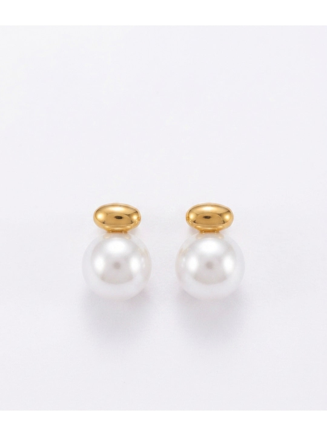 18K Gold Plated Pearl Dome Stud Earrings