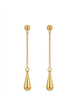 18K Gold Plated Ball Stud Chain Teardrop Drop Earrings