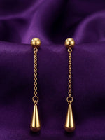 18K Gold Plated Ball Stud Chain Teardrop Drop Earrings