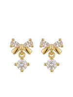 18K Gold Plated Bow CZ Marquise Petal Stud Earrings
