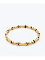 18K Gold Plated Black Enamel Bamboo Bangle