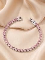 Zircon Inlay with Pink CZ Tennis Bracelet
