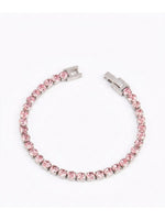 Zircon Inlay with Pink CZ Tennis Bracelet