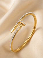 18K Gold Plated Pave CZ Nail Cuff Bangle
