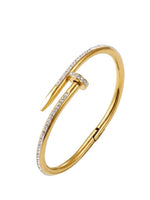 18K Gold Plated Pave CZ Nail Cuff Bangle