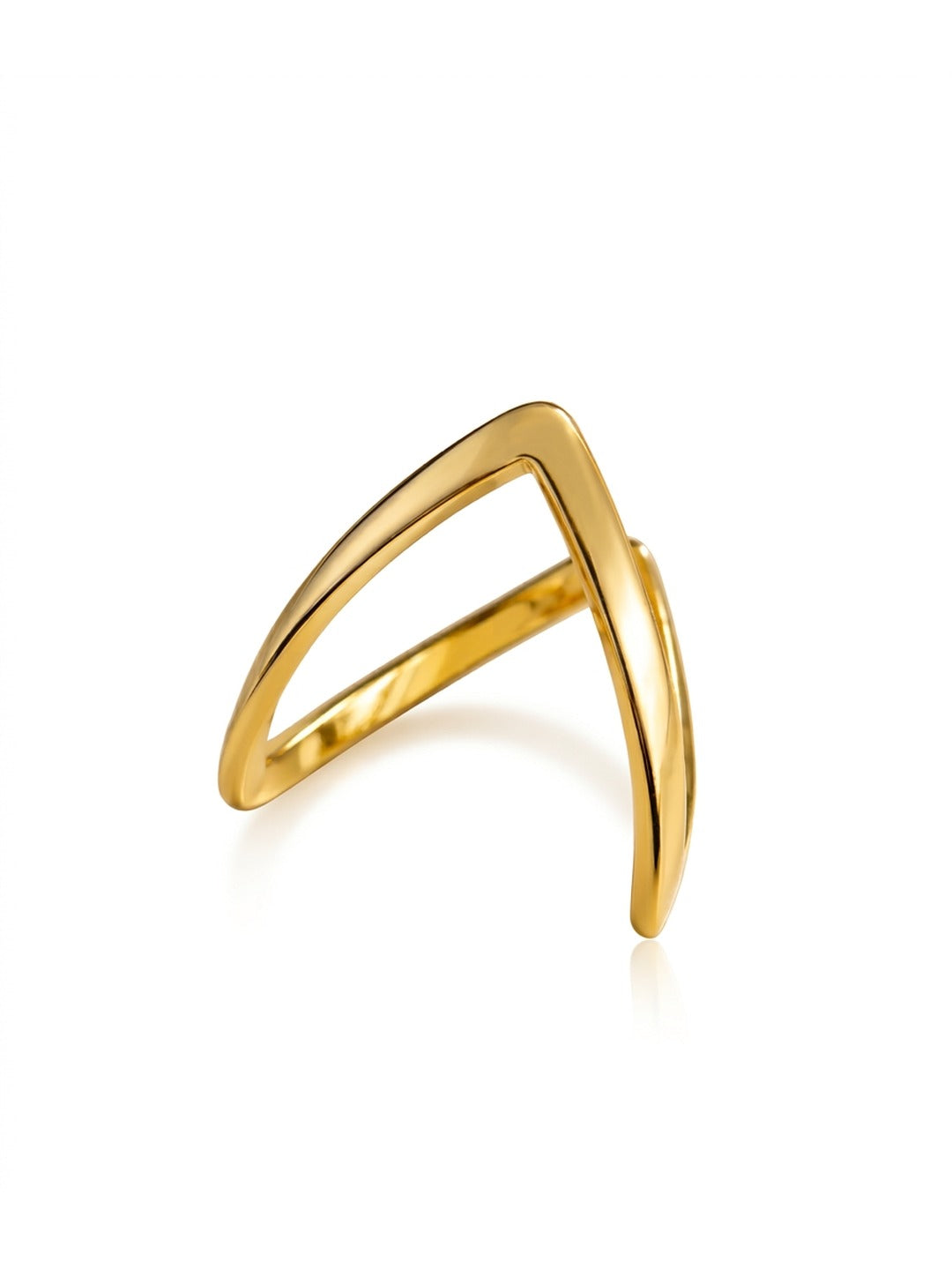 18K Gold Plated Wishbone Chevron Open Ring