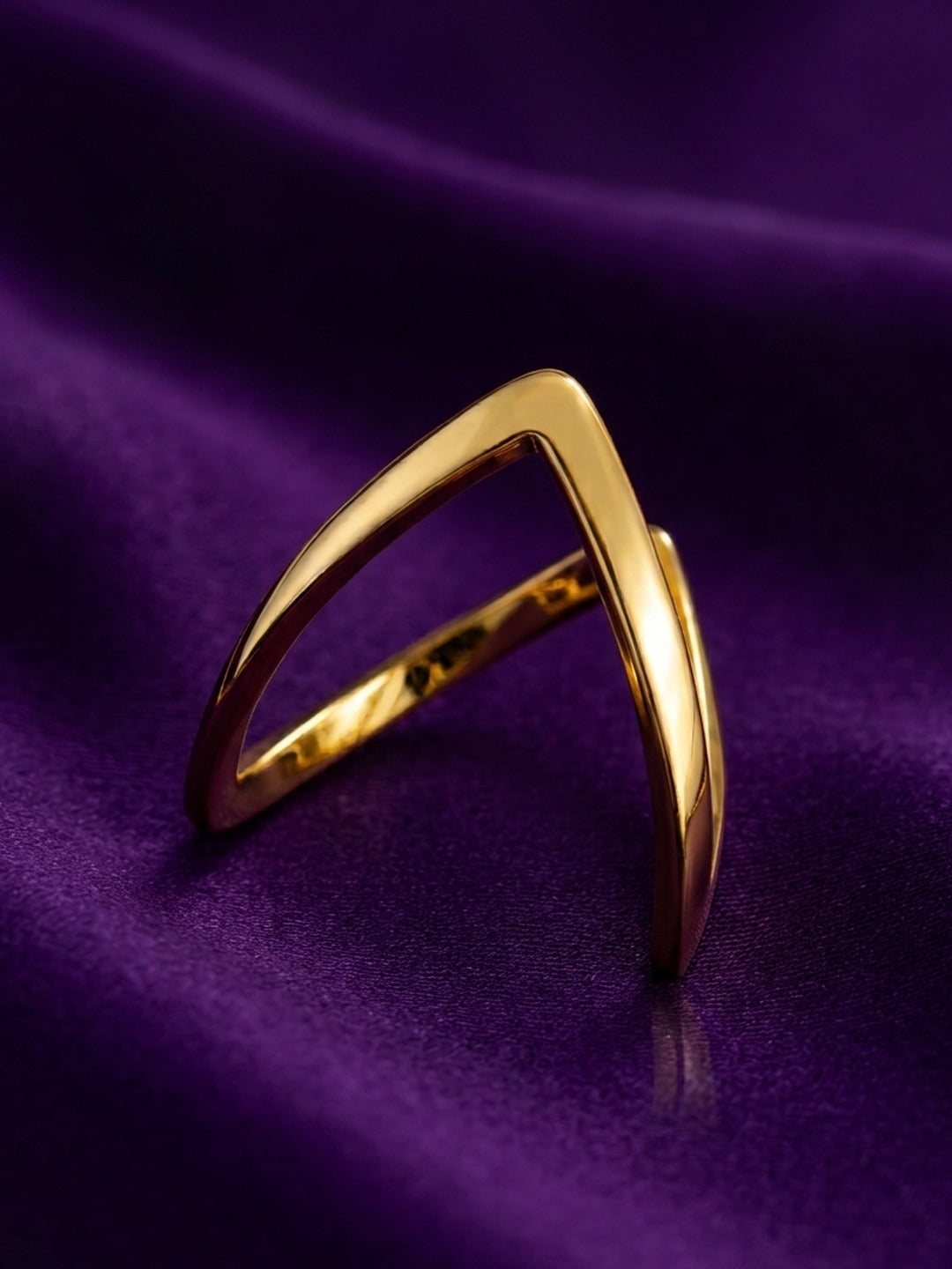 18K Gold Plated Wishbone Chevron Open Ring