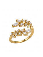 18K Gold Plated CZ Leaf Wrap Ring