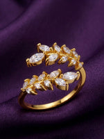 18K Gold Plated CZ Leaf Wrap Ring