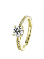 18K Gold Plated CZ Solitaire Pave Ring