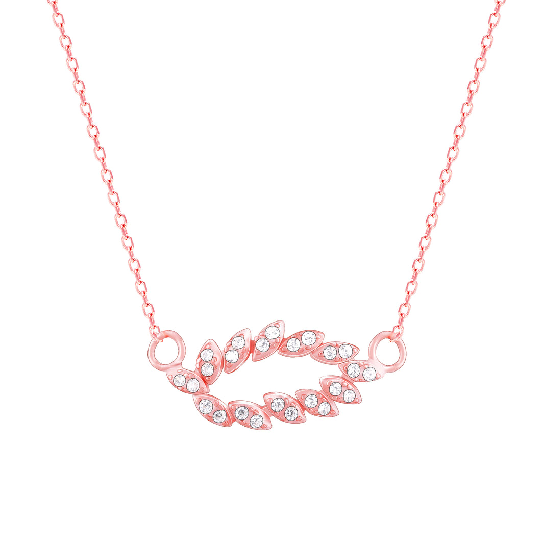 Rose Gold Leaf Cascade Pendant with Link Chain