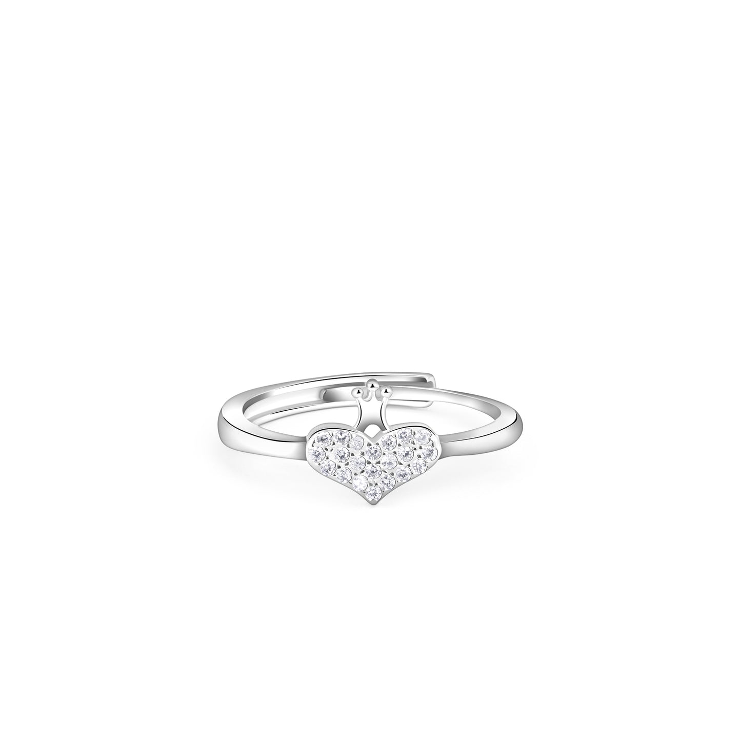 Royal Heart Crown Silver Ring