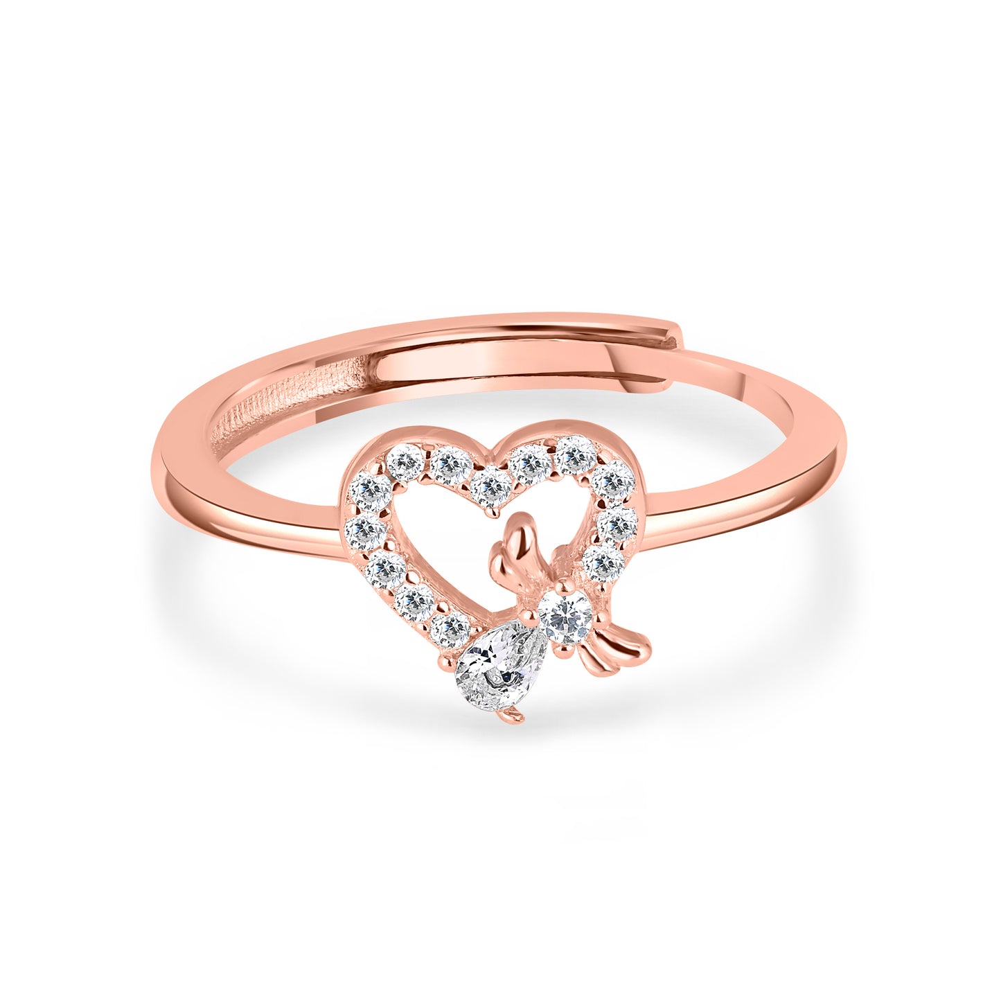 Bow Heart Rose Gold Ring