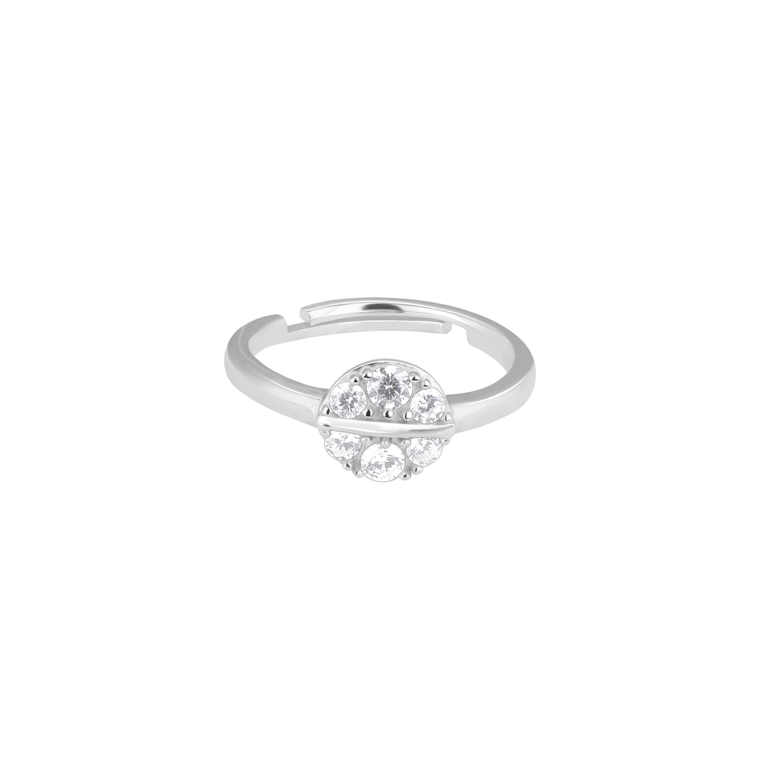 Gleaming Halo Zircon Silver Ring