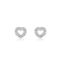 Sparkling Heart Silver Stud Earrings