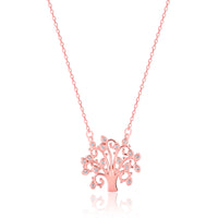 Tree of Wisdom Rose Gold Pendant with Link Chain