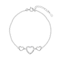 Triple Heart Connection Silver Bracelet