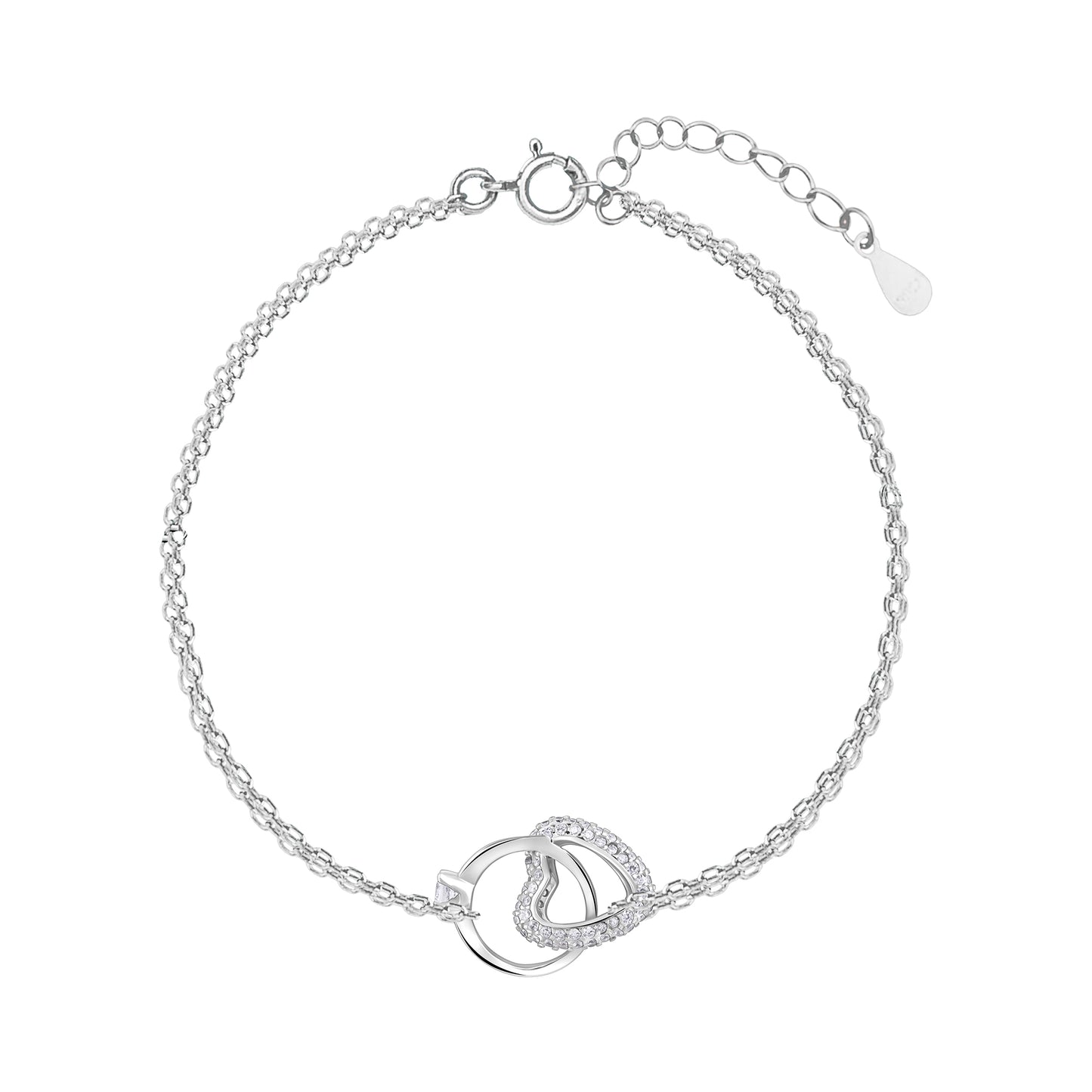 Infinite Love Heart Zircon Silver Bracelet