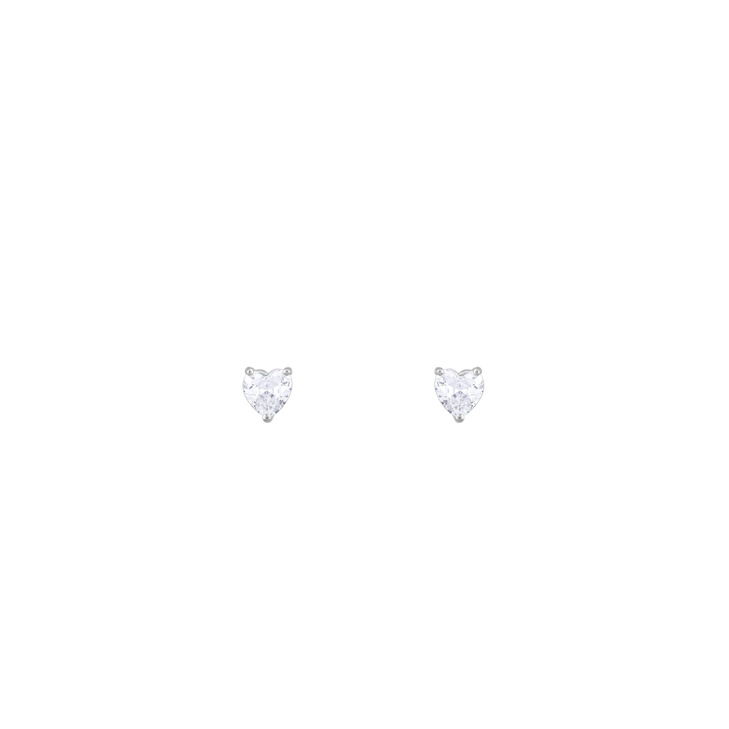 Love Heart Solitaire Silver Studs