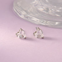 Love Heart Solitaire Silver Studs