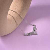 Signature V-Shaped Silver Pendant with Link Chain