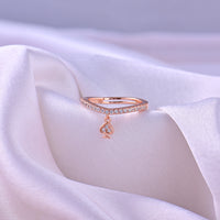 Rose Gold Zircon Spade Charm Ring