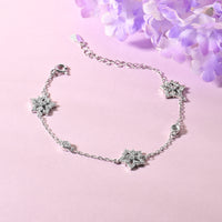 Triple Star Silver Floral Zircon Bracelet