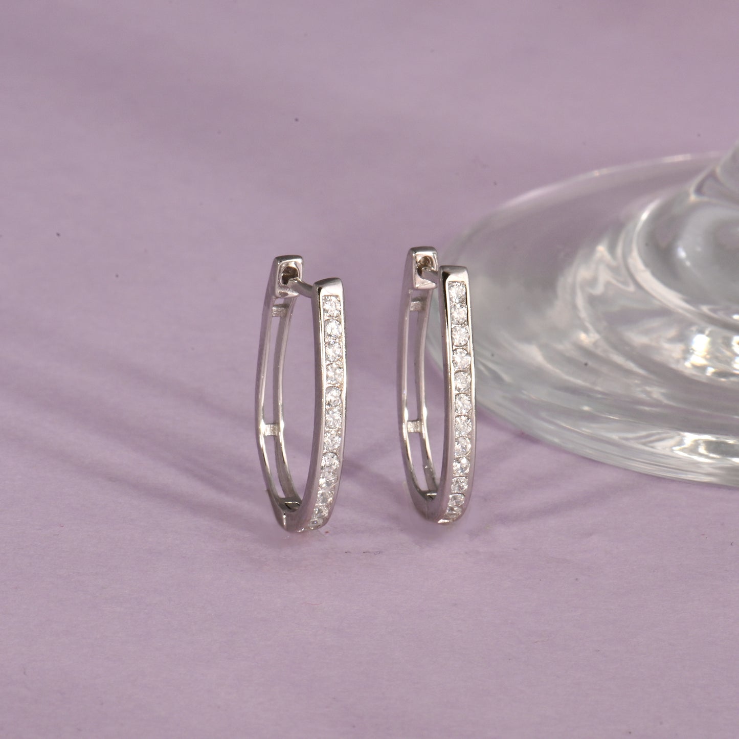 Delicate Dainty Zircon Mini Hoop Silver Earrings