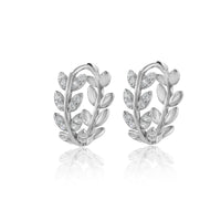 RACHIVA 925 Silver CZ Leaf Huggie Hoop Earrings for Women