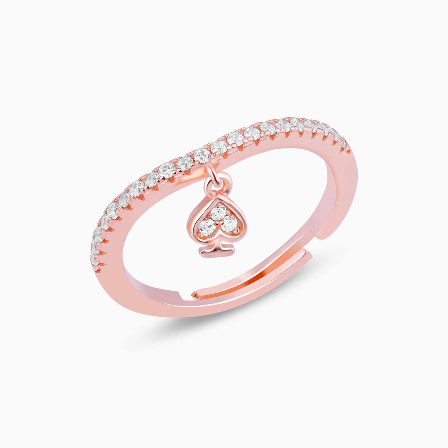 Rose Gold Zircon Spade Charm Ring