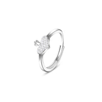 Royal Heart Crown Silver Ring