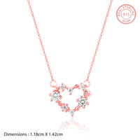 Silver Romantic Heart Rose Gold Pendant with Link Chain